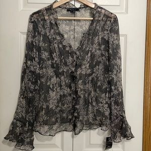 NWT Sheer Bell Sleeve Blouse